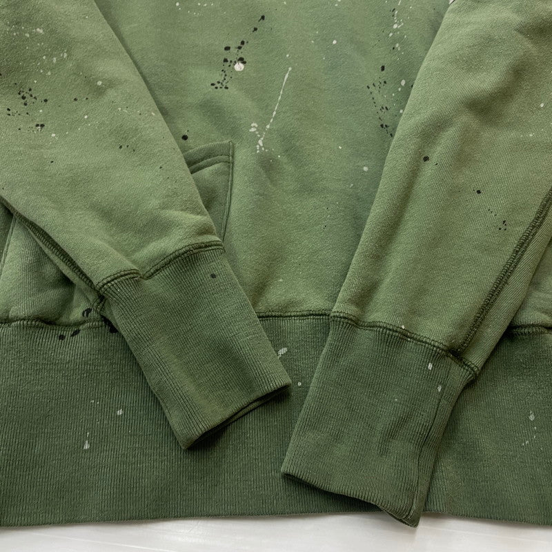【中古品】【メンズ】 DELINQUENT BROS デリンクエントブロス TYPE 40's DAMAGE HOODIE 40年タイプ ダメージ フーディ 長袖 トップス プルオーバーパーカー 140-260606-yo-18-tei サイズ：S カラー：グリーン 万代Net店