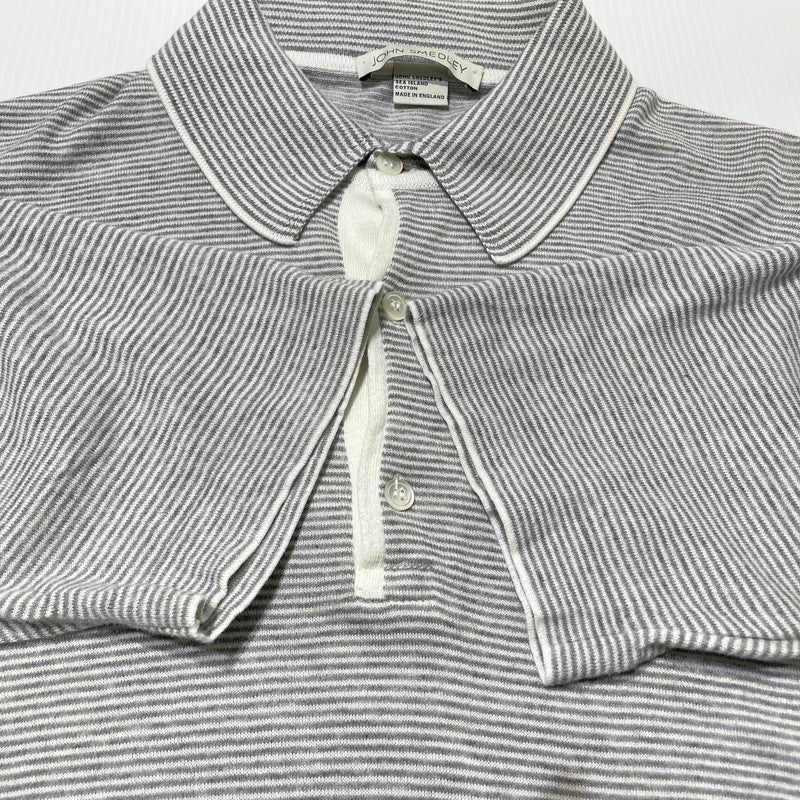 【中古品】【メンズ】 JOHN SMEDLEY ジョンスメドレー SS STRIPE POLOSHIRT ショートスリーブ ストライプ ポロシャツ 半袖 トップス 147-260806-yo-18-tei サイズ：M カラー：グレー 万代Net店