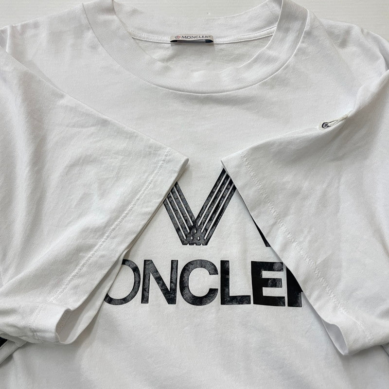 【中古品】【メンズ】 MONCLER モンクレール LOGO SS TEE H10918C00038 829H8 ロゴ ショートスリーブ Tシャツ 半袖 トップス 141-260606-yo-07-tei サイズ：L カラー：ホワイト 万代Net店