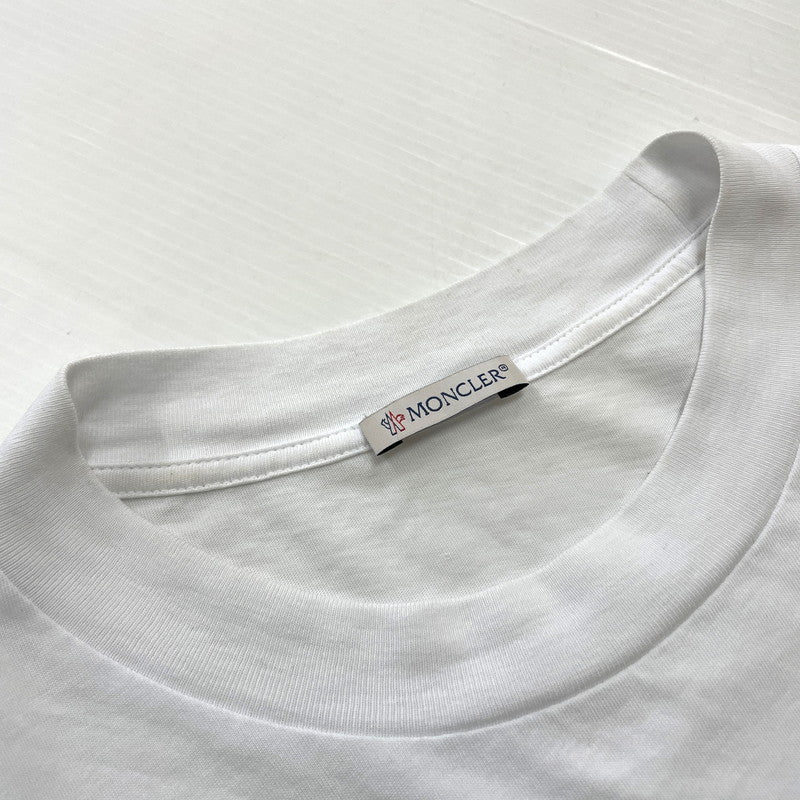 【中古品】【メンズ】 MONCLER モンクレール LOGO SS TEE H10918C00038 829H8 ロゴ ショートスリーブ Tシャツ 半袖 トップス 141-260606-yo-07-tei サイズ：L カラー：ホワイト 万代Net店
