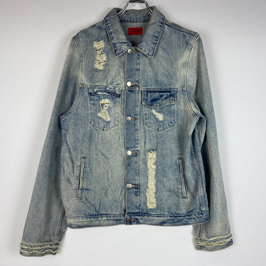 【中古品】【メンズ】 424 フォートゥーフォー 2015 DISTRESSED DENIM JACKET ダメージ デニムジャケット アウター Gジャン 142-260608-ss-05-tei サイズ：M カラー：インディゴ 万代Net店