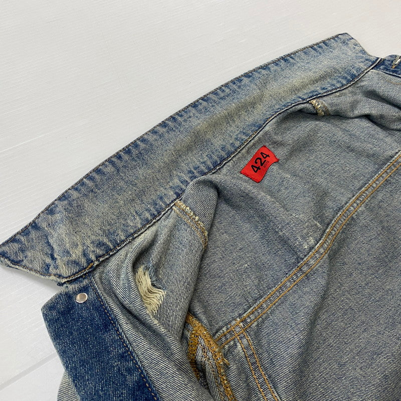 【中古品】【メンズ】 424 フォートゥーフォー 2015 DISTRESSED DENIM JACKET ダメージ デニムジャケット アウター Gジャン 142-260608-ss-05-tei サイズ：M カラー：インディゴ 万代Net店