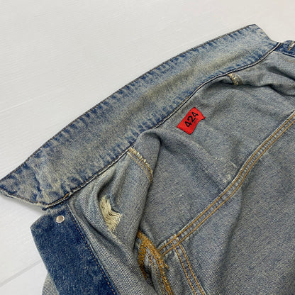 【中古品】【メンズ】 424 フォートゥーフォー 2015 DISTRESSED DENIM JACKET ダメージ デニムジャケット アウター Gジャン 142-260608-ss-05-tei サイズ：M カラー：インディゴ 万代Net店