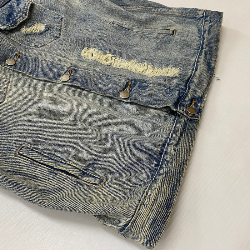 【中古品】【メンズ】 424 フォートゥーフォー 2015 DISTRESSED DENIM JACKET ダメージ デニムジャケット アウター Gジャン 142-260608-ss-05-tei サイズ：M カラー：インディゴ 万代Net店