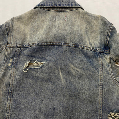 【中古品】【メンズ】 424 フォートゥーフォー 2015 DISTRESSED DENIM JACKET ダメージ デニムジャケット アウター Gジャン 142-260608-ss-05-tei サイズ：M カラー：インディゴ 万代Net店