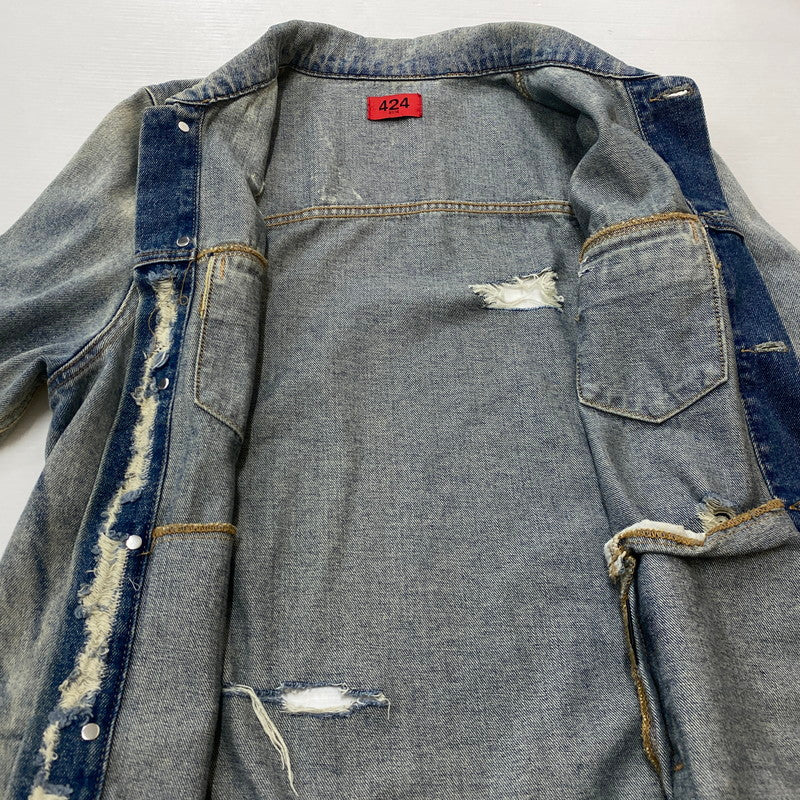 【中古品】【メンズ】 424 フォートゥーフォー 2015 DISTRESSED DENIM JACKET ダメージ デニムジャケット アウター Gジャン 142-260608-ss-05-tei サイズ：M カラー：インディゴ 万代Net店