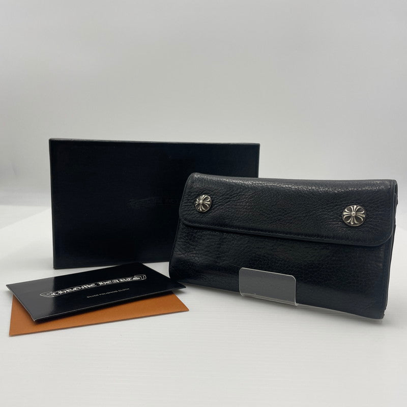 【中古品】【メンズ】 CHROME HEARTS クロムハーツ WAVE CROSS BALL WALLET ウェーブ クロスボール ウォレット 長財布 190-260604-yo-01-tei カラー：ブラック 万代Net店