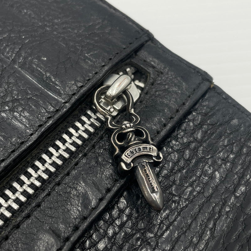 【中古品】【メンズ】 CHROME HEARTS クロムハーツ WAVE CROSS BALL WALLET ウェーブ クロスボール ウォレット 長財布 190-260604-yo-01-tei カラー：ブラック 万代Net店
