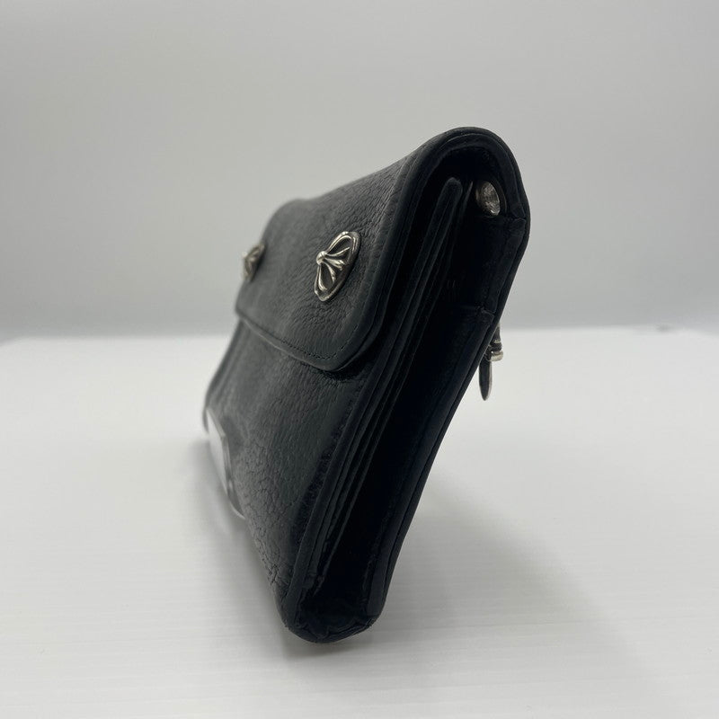 【中古品】【メンズ】 CHROME HEARTS クロムハーツ WAVE CROSS BALL WALLET ウェーブ クロスボール ウォレット 長財布 190-260604-yo-01-tei カラー：ブラック 万代Net店