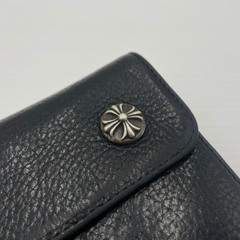 【中古品】【メンズ】 CHROME HEARTS クロムハーツ WAVE CROSS BALL WALLET ウェーブ クロスボール ウォレット 長財布 190-260604-yo-01-tei カラー：ブラック 万代Net店