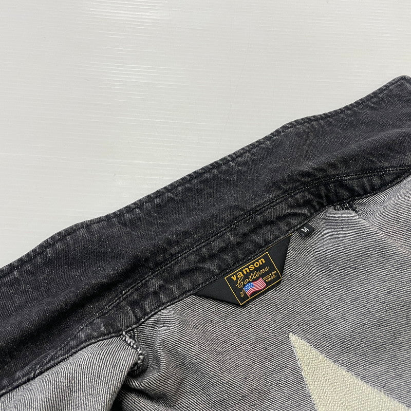 【中古品】【メンズ】 VANSON バンソン ONESTAR EMBROIDERY WAPPEN DENIM JACKET ワンスター 刺繍 ワッペン デニムジャケット ライトアウター Gジャン 145-260606-yo-16-tei サイズ：Ｍ カラー：ブラック 万代Net店