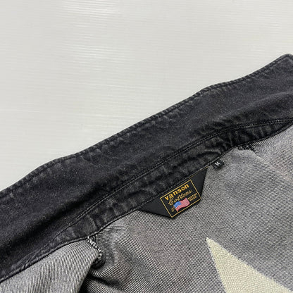 【中古品】【メンズ】 VANSON バンソン ONESTAR EMBROIDERY WAPPEN DENIM JACKET ワンスター 刺繍 ワッペン デニムジャケット ライトアウター Gジャン 145-260606-yo-16-tei サイズ：Ｍ カラー：ブラック 万代Net店