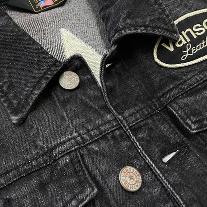 【中古品】【メンズ】 VANSON バンソン ONESTAR EMBROIDERY WAPPEN DENIM JACKET ワンスター 刺繍 ワッペン デニムジャケット ライトアウター Gジャン 145-260606-yo-16-tei サイズ：Ｍ カラー：ブラック 万代Net店