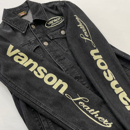 【中古品】【メンズ】 VANSON バンソン ONESTAR EMBROIDERY WAPPEN DENIM JACKET ワンスター 刺繍 ワッペン デニムジャケット ライトアウター Gジャン 145-260606-yo-16-tei サイズ：Ｍ カラー：ブラック 万代Net店