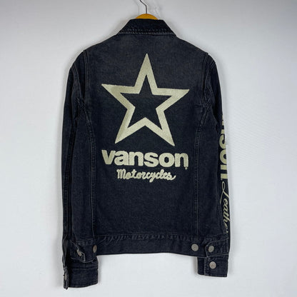 【中古品】【メンズ】 VANSON バンソン ONESTAR EMBROIDERY WAPPEN DENIM JACKET ワンスター 刺繍 ワッペン デニムジャケット ライトアウター Gジャン 145-260606-yo-16-tei サイズ：Ｍ カラー：ブラック 万代Net店
