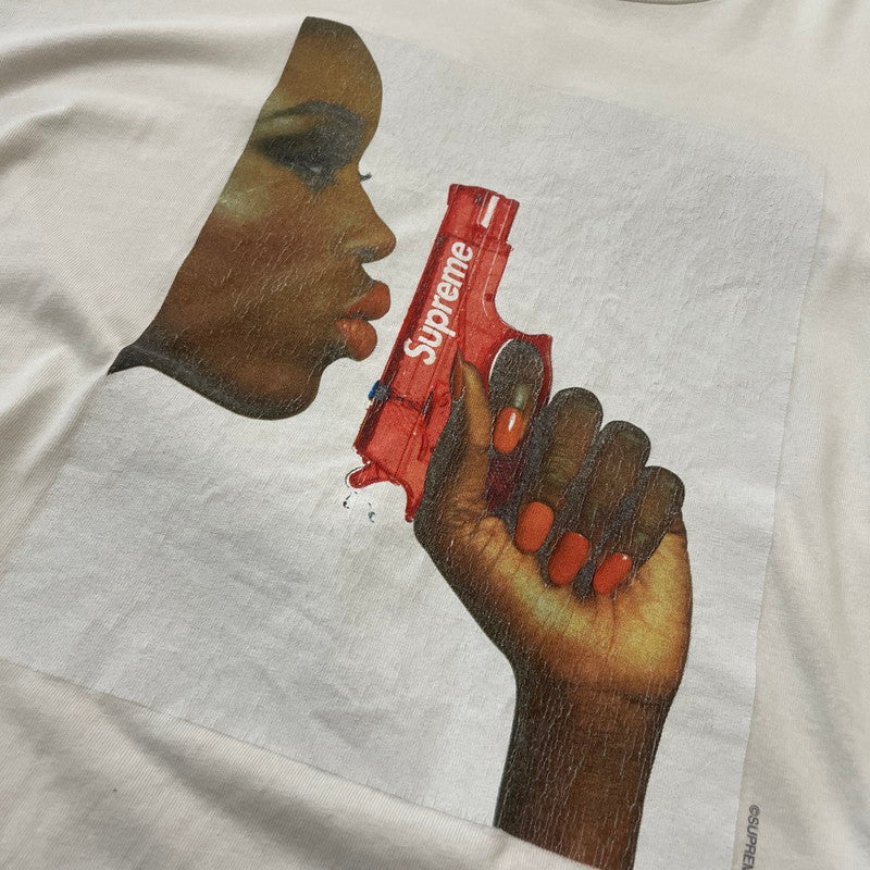 【現状渡し品】【メンズ】 SUPREME シュプリーム 21SS WATER PISTOL TEE 21年春夏 ウォーター ピストル Ｔシャツ 半袖 トップス 149-260618-sa-13-tei サイズ：XL カラー：ホワイト 万代Net店