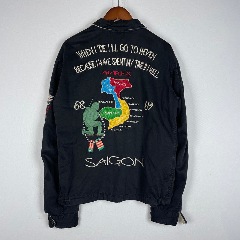 【中古品】【メンズ】 AVIREX アヴィレックス REVERSIBLE VIETNAM JACKET 6182020 リバーシブル ベトナム ジャケット 刺繍 べトジャン ライトアウター 145-260606-yo-14-tei サイズ：L カラー：ブラック/ホワイト 万代Net店