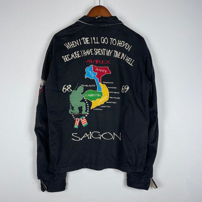 【中古品】【メンズ】 AVIREX アヴィレックス REVERSIBLE VIETNAM JACKET 6182020 リバーシブル ベトナム ジャケット 刺繍 べトジャン ライトアウター 145-260606-yo-14-tei サイズ：L カラー：ブラック/ホワイト 万代Net店