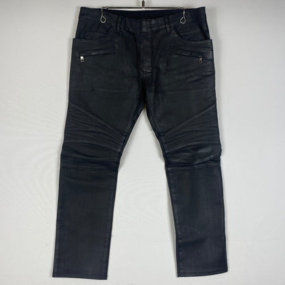 【中古品】【メンズ】 BALMAIN バルマン BIKER PANTS W4HT551B909M MADE IN ITALY バイカーパンツ ボトムス イタリア製 158-260608-ss-06-tei サイズ：不明 カラー：ブラック 万代Net店