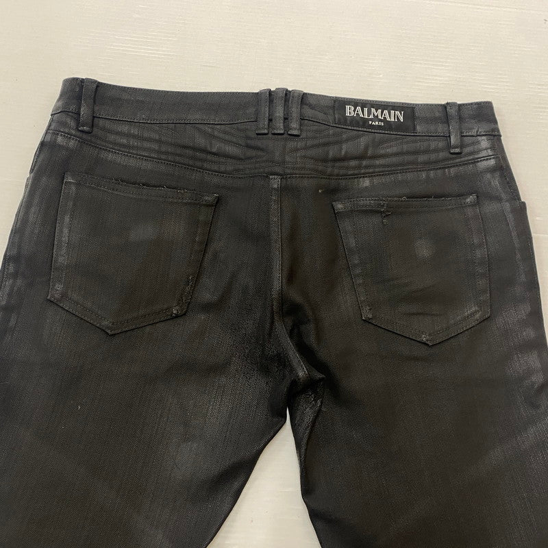 【中古品】【メンズ】 BALMAIN バルマン BIKER PANTS W4HT551B909M MADE IN ITALY バイカーパンツ ボトムス イタリア製 158-260608-ss-06-tei サイズ：不明 カラー：ブラック 万代Net店