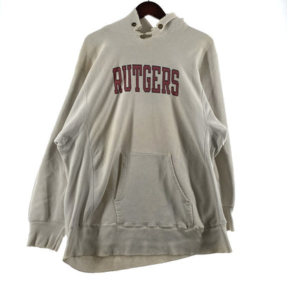 【現状渡し品】【メンズ】 CHAMPION チャンピオン REVERSE WEAVE RUTGERS HOODIE VINTAGE MADE IN USA リバースウィーブ ラトガース フーディー トップス プルオーバーパーカー ヴィンテージ USA製 145-260608-ss-04-tei サイズ：XL カラー：ホワイト 万代Net店
