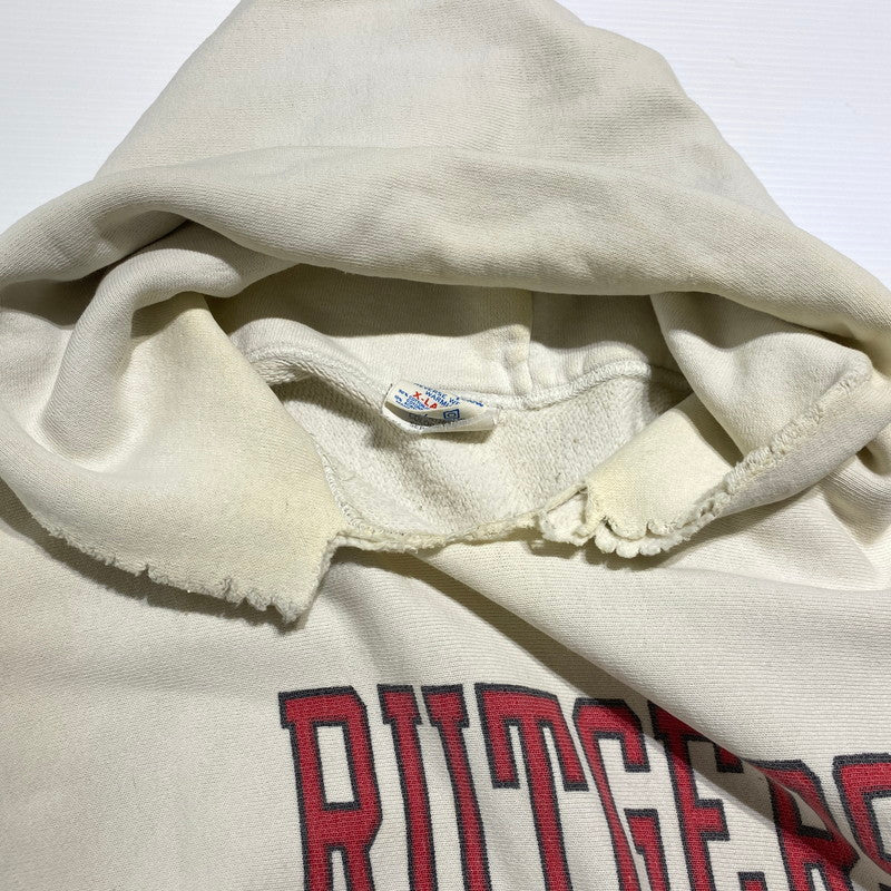 【現状渡し品】【メンズ】 CHAMPION チャンピオン REVERSE WEAVE RUTGERS HOODIE VINTAGE MADE IN USA リバースウィーブ ラトガース フーディー トップス プルオーバーパーカー ヴィンテージ USA製 145-260608-ss-04-tei サイズ：XL カラー：ホワイト 万代Net店