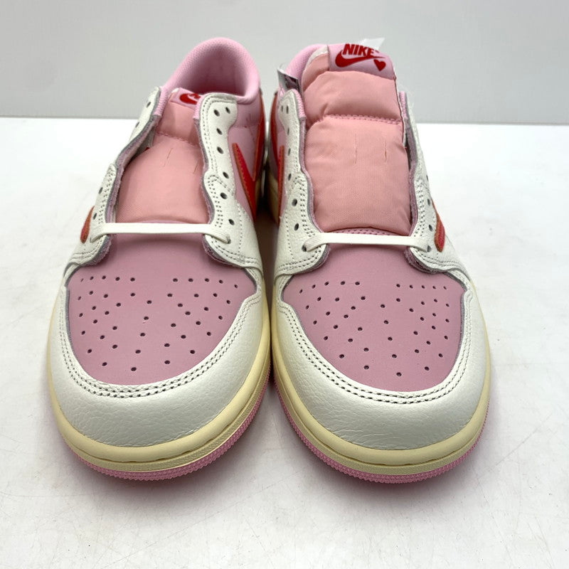 【中古品】【メンズ】 NIKE ナイキ × TRAVIS SCOTT トラヴィス スコット 別注 コラボ AIRJORDAN 1 LOW OG SP "SAIL/TROPICAL PINK" IQ7604-101 エアジョーダン1 ロー スニーカー 靴 160-260618-ko-07-tei サイズ：28.5cm カラー：ピンク 万代Net店