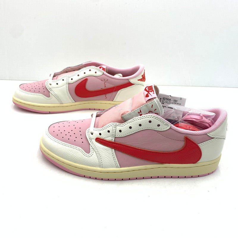【中古品】【メンズ】 NIKE ナイキ × TRAVIS SCOTT トラヴィス スコット 別注 コラボ AIRJORDAN 1 LOW OG SP "SAIL/TROPICAL PINK" IQ7604-101 エアジョーダン1 ロー スニーカー 靴 160-260618-ko-07-tei サイズ：28.5cm カラー：ピンク 万代Net店