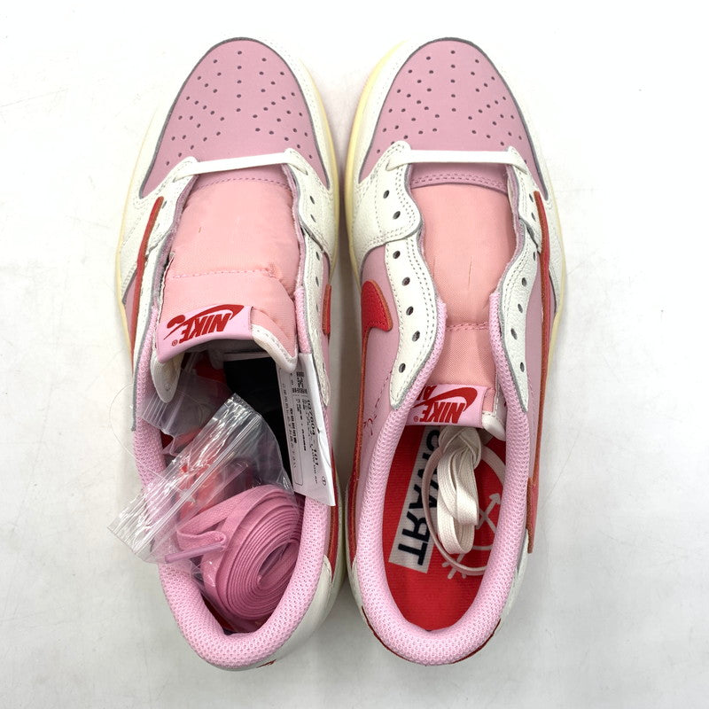 【中古品】【メンズ】 NIKE ナイキ × TRAVIS SCOTT トラヴィス スコット 別注 コラボ AIRJORDAN 1 LOW OG SP "SAIL/TROPICAL PINK" IQ7604-101 エアジョーダン1 ロー スニーカー 靴 160-260618-ko-07-tei サイズ：28.5cm カラー：ピンク 万代Net店