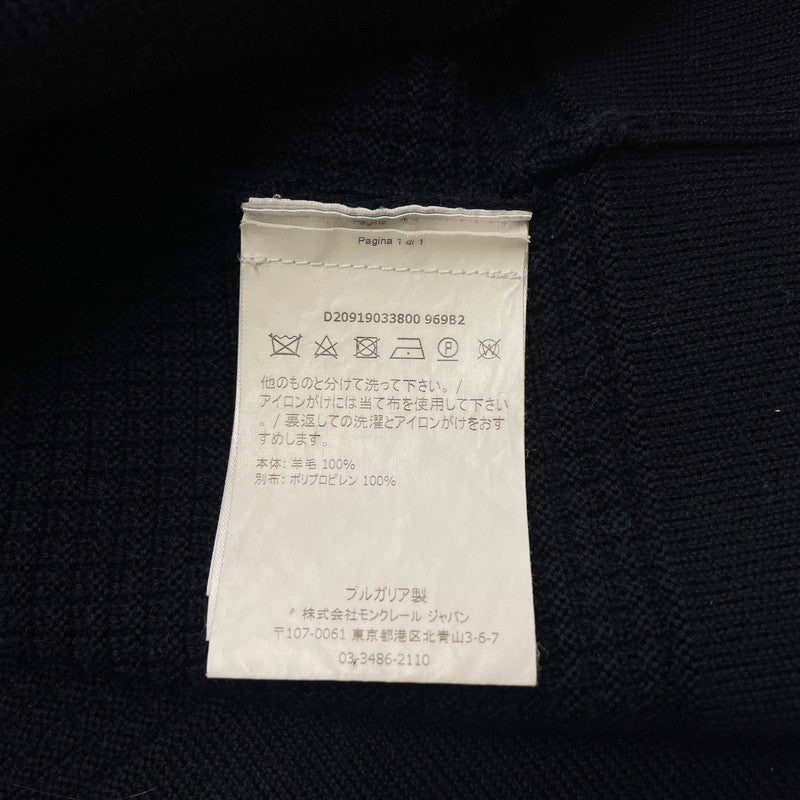 【中古品】【メンズ】 MONCLER モンクレール 18AW WAPPEN LOGO WAFFLE CREWNECK KNIT D20919033800 ワッペンロゴ ワッフル クルーネック ニット 長袖 トップス 141-260606-yo-09-tei サイズ：XL カラー：ネイビー 万代Net店