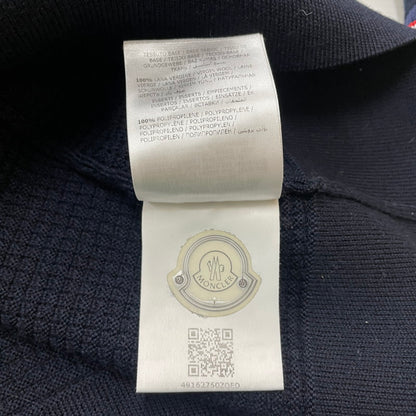 【中古品】【メンズ】 MONCLER モンクレール 18AW WAPPEN LOGO WAFFLE CREWNECK KNIT D20919033800 ワッペンロゴ ワッフル クルーネック ニット 長袖 トップス 141-260606-yo-09-tei サイズ：XL カラー：ネイビー 万代Net店