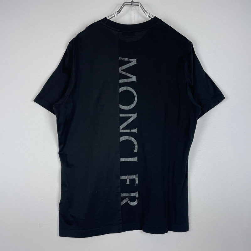 【中古品】【メンズ】 MONCLER モンクレール LETTERING LOGO S/S TEE I10918C00055 レタリング ロゴ ショートスリーブ Tシャツ 素材切替 半袖 トップス 141-260606-yo-05-tei サイズ：L カラー：ブラック 万代Net店