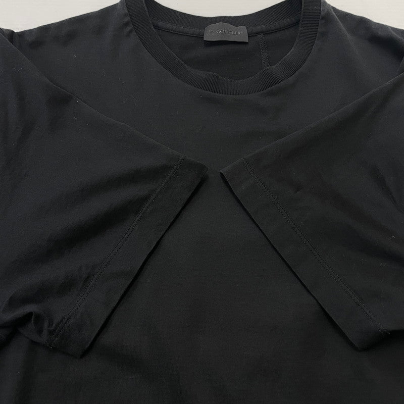 【中古品】【メンズ】 MONCLER モンクレール LETTERING LOGO S/S TEE I10918C00055 レタリング ロゴ ショートスリーブ Tシャツ 素材切替 半袖 トップス 141-260606-yo-05-tei サイズ：L カラー：ブラック 万代Net店