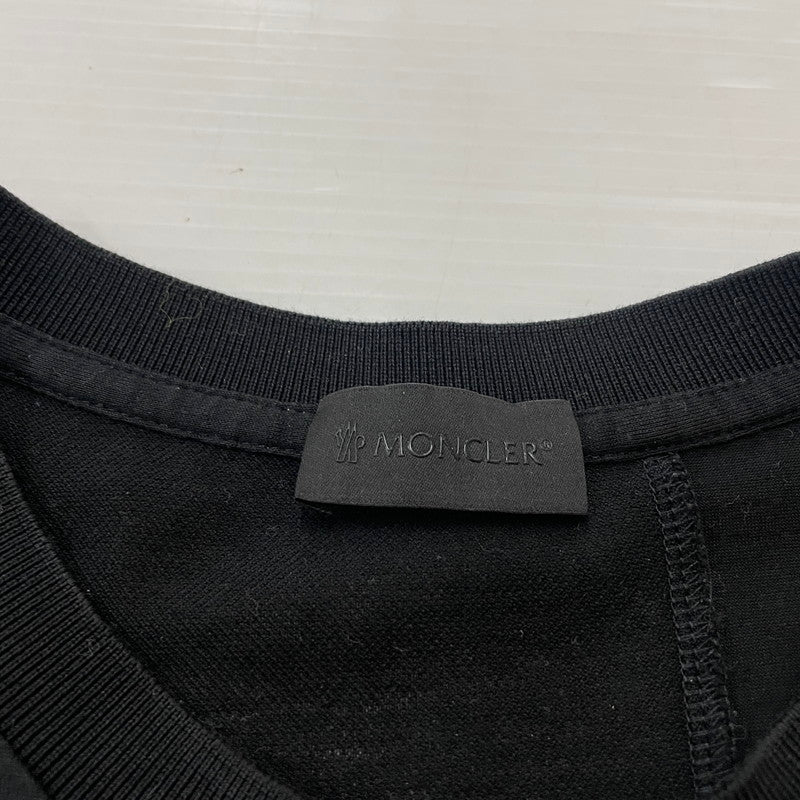 【中古品】【メンズ】 MONCLER モンクレール LETTERING LOGO S/S TEE I10918C00055 レタリング ロゴ ショートスリーブ Tシャツ 素材切替 半袖 トップス 141-260606-yo-05-tei サイズ：L カラー：ブラック 万代Net店