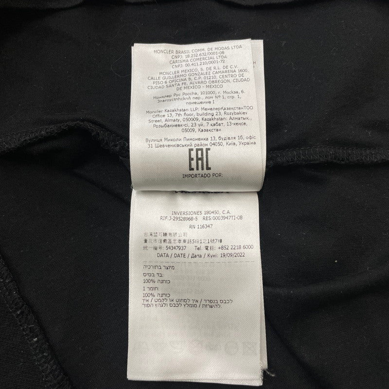 【中古品】【メンズ】 MONCLER モンクレール LETTERING LOGO S/S TEE I10918C00055 レタリング ロゴ ショートスリーブ Tシャツ 素材切替 半袖 トップス 141-260606-yo-05-tei サイズ：L カラー：ブラック 万代Net店