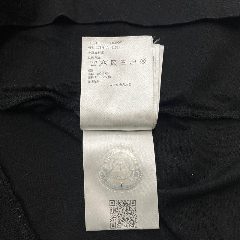 【中古品】【メンズ】 MONCLER モンクレール LETTERING LOGO S/S TEE I10918C00055 レタリング ロゴ ショートスリーブ Tシャツ 素材切替 半袖 トップス 141-260606-yo-05-tei サイズ：L カラー：ブラック 万代Net店