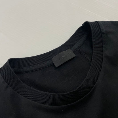 【中古品】【メンズ】 MONCLER モンクレール LETTERING LOGO S/S TEE I10918C00055 レタリング ロゴ ショートスリーブ Tシャツ 素材切替 半袖 トップス 141-260606-yo-05-tei サイズ：L カラー：ブラック 万代Net店