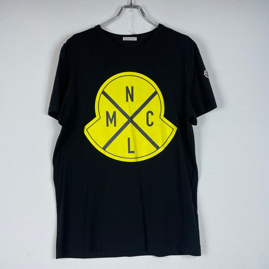 【中古品】【メンズ】 MONCLER モンクレール EMBLEM LOGO PRINT SS TEE F10918C73620 エンブレム ロゴ プリント ショートスリーブ Tシャツ 半袖 トップス 141-260606-yo-06-tei サイズ：L カラー：ブラック 万代Net店