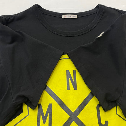 【中古品】【メンズ】 MONCLER モンクレール EMBLEM LOGO PRINT SS TEE F10918C73620 エンブレム ロゴ プリント ショートスリーブ Tシャツ 半袖 トップス 141-260606-yo-06-tei サイズ：L カラー：ブラック 万代Net店
