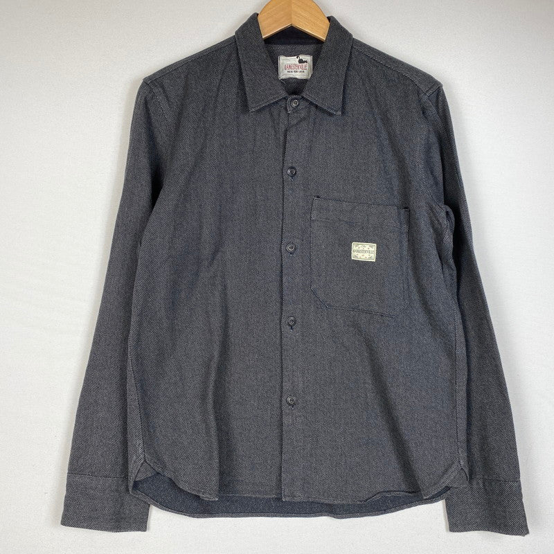 【中古品】【メンズ】 GANGSTERVILLE ギャングスタービル EMBROIDERED L/S SHIRT 刺繍 ロングスリーブ シャツ 長袖トップス 145-260716-ss-07-tei サイズ：S カラー：ブラック系 万代Net店