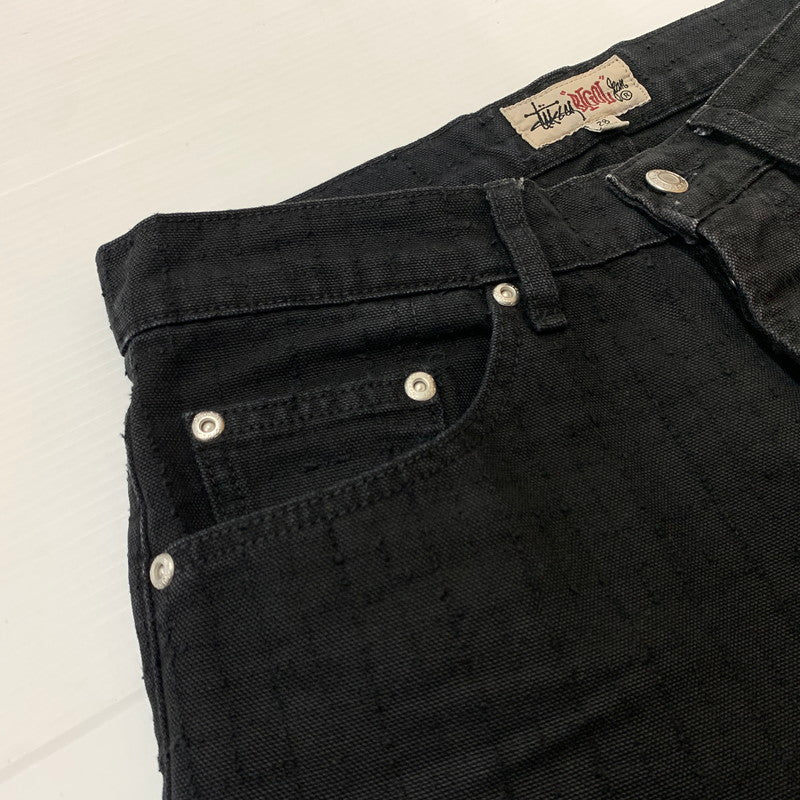 【中古品】【メンズ】 STUSSY ステューシー BIGOL JEAN CANVAS NEEDLE PUNCH 116673 キャンバス ニードル パンチ パンツ ボトムス 153-260607-ko-12-tei サイズ：28 カラー：ブラック 万代Net店
