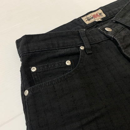 【中古品】【メンズ】 STUSSY ステューシー BIGOL JEAN CANVAS NEEDLE PUNCH 116673 キャンバス ニードル パンチ パンツ ボトムス 153-260607-ko-12-tei サイズ：28 カラー：ブラック 万代Net店