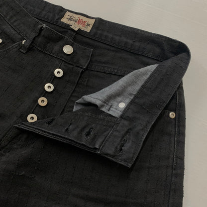 【中古品】【メンズ】 STUSSY ステューシー BIGOL JEAN CANVAS NEEDLE PUNCH 116673 キャンバス ニードル パンチ パンツ ボトムス 153-260607-ko-12-tei サイズ：28 カラー：ブラック 万代Net店