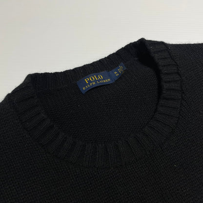 【中古品】【メンズ】 POLO RALPH LAUREN ポロ・ラルフローレン BLACK SWEATER WITH POLO BEAR ブラック セーター ウィズ ポロベア 長袖 トップス ニット 147-260609-yo-09-tei サイズ：XL カラー：ブラック 万代Net店