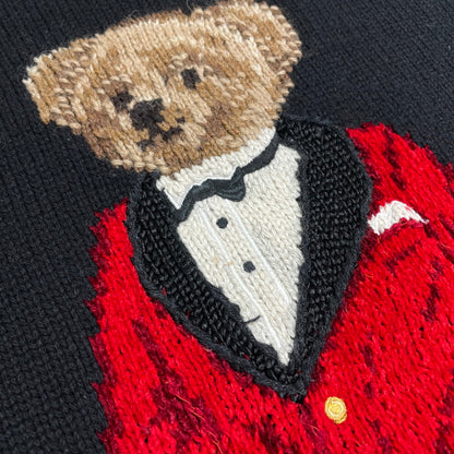 【中古品】【メンズ】 POLO RALPH LAUREN ポロ・ラルフローレン BLACK SWEATER WITH POLO BEAR ブラック セーター ウィズ ポロベア 長袖 トップス ニット 147-260609-yo-09-tei サイズ：XL カラー：ブラック 万代Net店