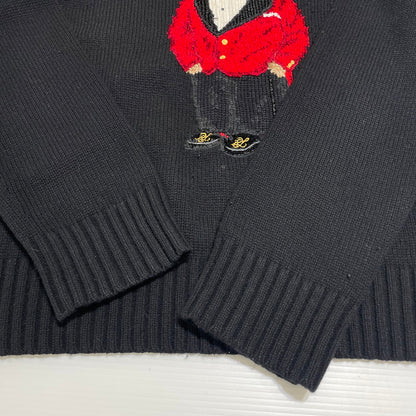 【中古品】【メンズ】 POLO RALPH LAUREN ポロ・ラルフローレン BLACK SWEATER WITH POLO BEAR ブラック セーター ウィズ ポロベア 長袖 トップス ニット 147-260609-yo-09-tei サイズ：XL カラー：ブラック 万代Net店