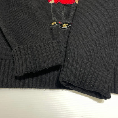 【中古品】【メンズ】 POLO RALPH LAUREN ポロ・ラルフローレン BLACK SWEATER WITH POLO BEAR ブラック セーター ウィズ ポロベア 長袖 トップス ニット 147-260609-yo-09-tei サイズ：XL カラー：ブラック 万代Net店