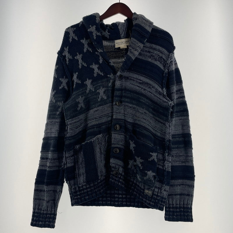 【中古品】【メンズ】 DENIM&SUPPLY デニムアンドサプライ AMERICAN FLAG SHAWL COLLAR CARDIGAN 星条旗 ショールカラー カーディガン トップス 147-260706-sa-12-tei サイズ：S カラー：ネイビー 万代Net店