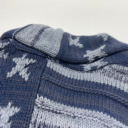 【中古品】【メンズ】 DENIM&SUPPLY デニムアンドサプライ AMERICAN FLAG SHAWL COLLAR CARDIGAN 星条旗 ショールカラー カーディガン トップス 147-260706-sa-12-tei サイズ：S カラー：ネイビー 万代Net店