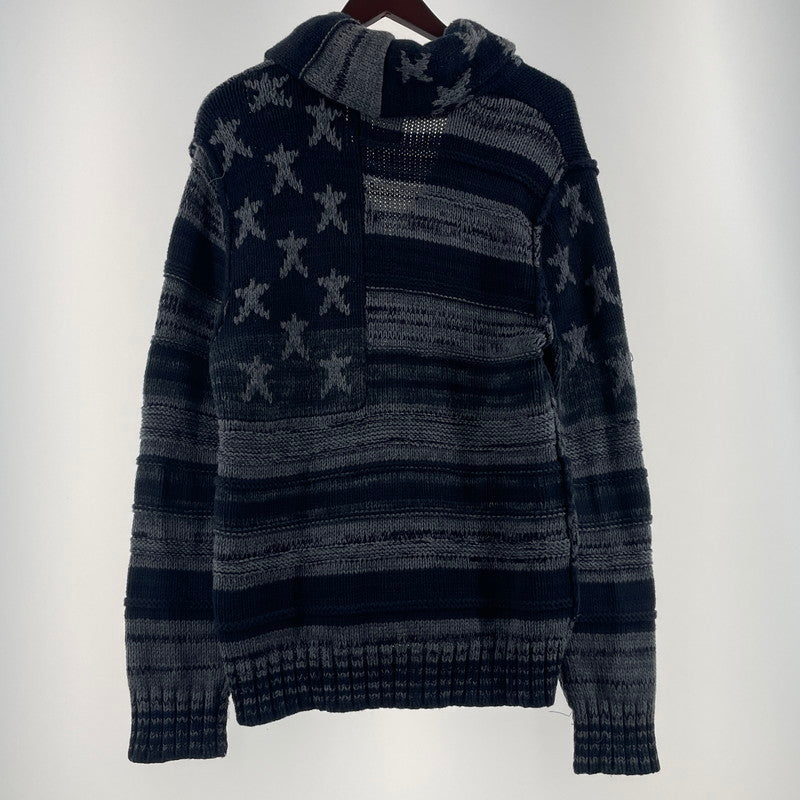 【中古品】【メンズ】 DENIM&SUPPLY デニムアンドサプライ AMERICAN FLAG SHAWL COLLAR CARDIGAN 星条旗 ショールカラー カーディガン トップス 147-260706-sa-12-tei サイズ：S カラー：ネイビー 万代Net店